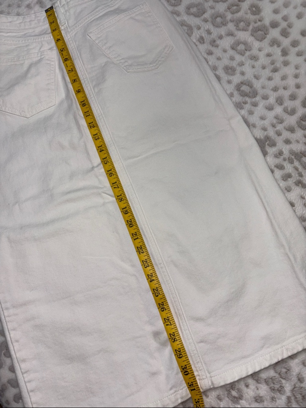 Urban Outfitters White Denim Midi Skirt with Front Slit - Picture 5 of 8